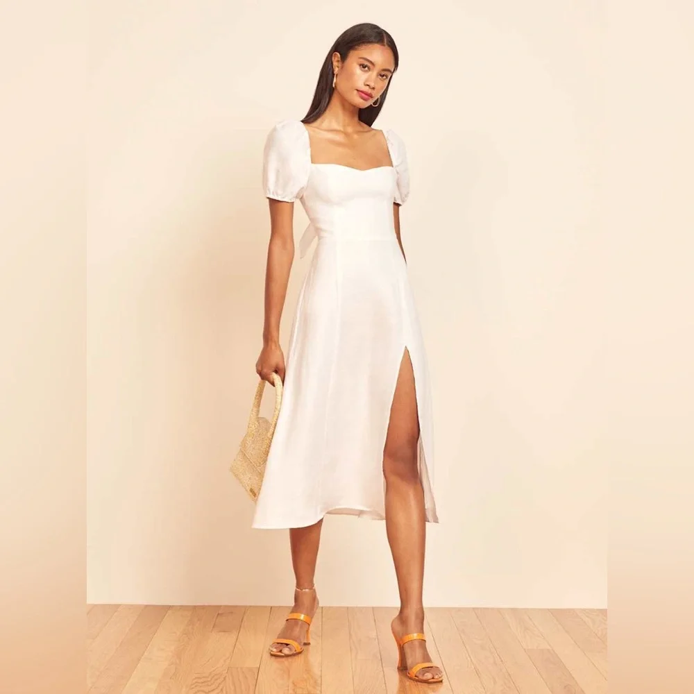 Reformation Denver Linen Dress - White (Size 4) - Picture 5 of 8